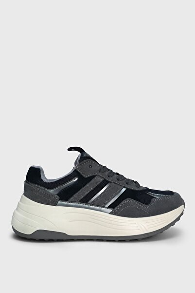 Lufian Hakiki Deri Rahat Bağcıklı Günlük Kadın Sneaker Ayakkabı Lacivert