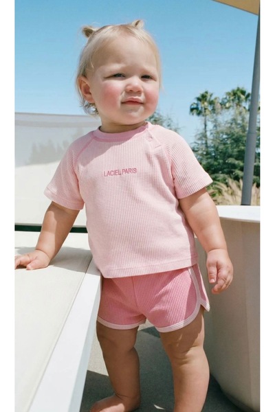 Alvadonna Gofre Cotton Baby Girl Shorts Set