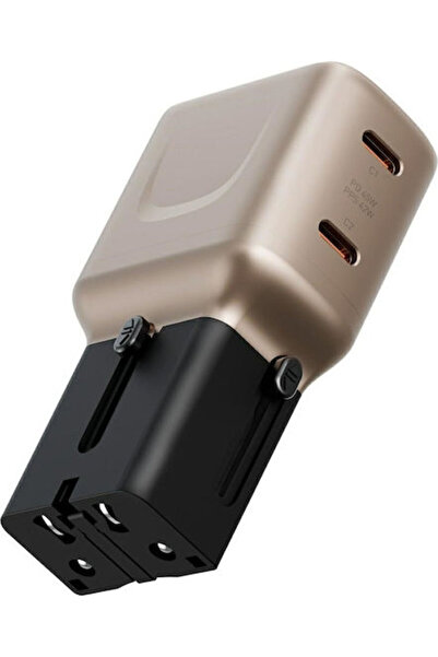 Energea Φορτιστής χωρίς καλώδιο GaN με 2 θύρες USB-C, 45W Power Delivery, Χρυ...