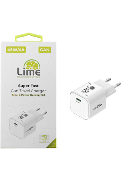 Lime&co Φορτιστής Lime Χωρίς Καλώδιο GaN με Θύρα USB-C, Παροχή Ισχύος 45W / Γ...