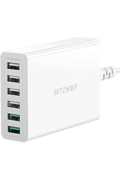 BlitzWolf Βάση φόρτισης με 6 θύρες USB-A 60W Quick Charge 3.0 σε λευκό χρώμα ...