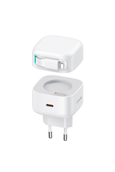 Usams Φορτιστής GaN με Θύρα USB-C και Καλώδιο Lightning 35W Power Delivery Λε...
