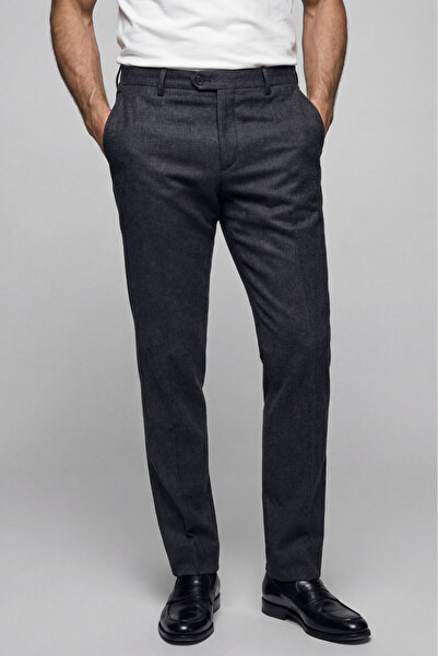 Bisse Smoked Wool Cashmere Classic Flannel Trousers