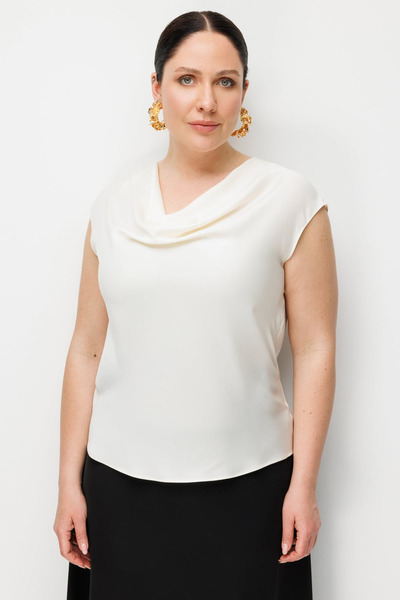 Ekol Degaje Yaka Plus Size Blouse