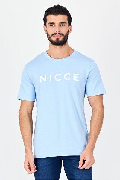 Nicce Men Crew Neck Brand Logo Short Sleeve T-Shirt, Light Blue