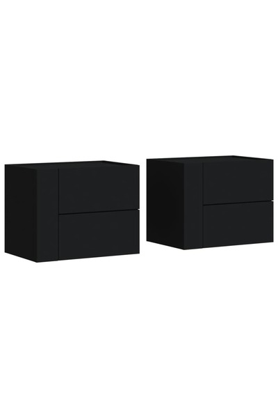 vidaxl Noptiere de perete, 2 buc., negru, 45x30x35 cm