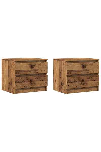 vidaxl Noptiere, 2 buc., lemn vechi, 50x40x43,5 cm, lemn prelucrat