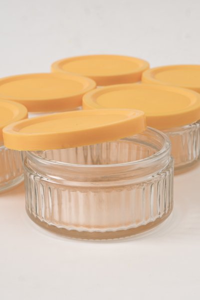 Homekolik 6-Piece Airtight Glass Breakfast Set 140 Cc – Leak-Proof Glass Storage Container Set with Yellow Lid |   Breakfast, Mezelik, Sauce Bowl