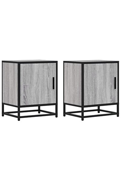 vidaxl Noptiere 2 buc Gri Sonoma 40x31x50 cm lemn prelucrat și metal