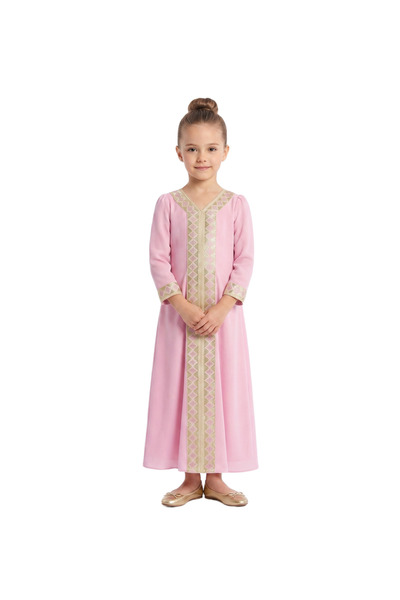 ddaniela D'Daniela - Pink Zahra Gold-Embroidered Jalabiya - Pink - 4Y to 7Y