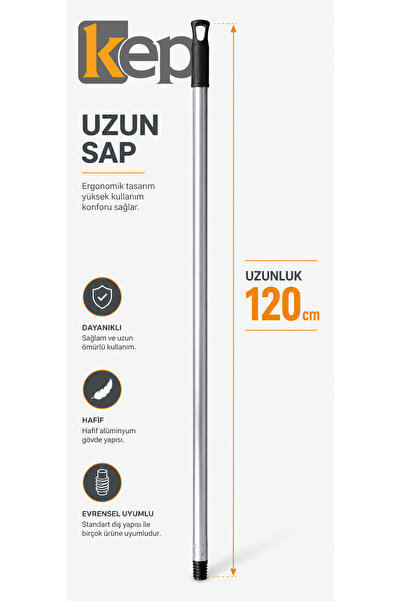 KEP 120 Cm Metal Temizlik Sapı Vidalı Uyumlu Hafif Dayanıklı Sap