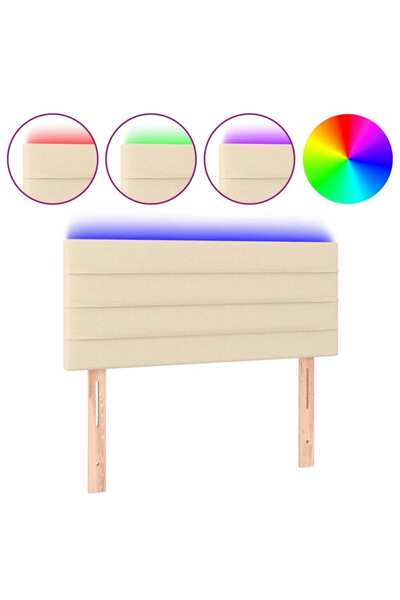 vidaxl LED headboard, cream, 100x5x78/88 cm, textile