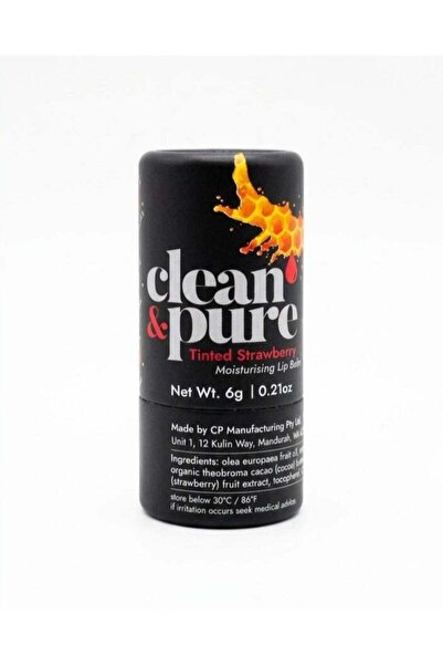 CLEAN PURE بلسم شفاه بنكهة الفراولة نظيف ونقي - طبيعي 100%، غني بالفراولة، ير...