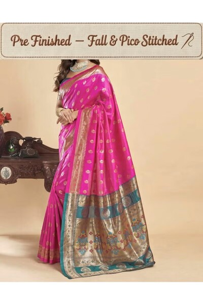 Generic Pure Paithani Silk Saree with Rich Zari Pallu and Peacock Motifs | Fa...