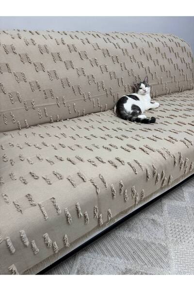 ŞENER HOME Husă pentru canapea extensibilă cu ciucuri, 100% bumbac, 175x215 cm