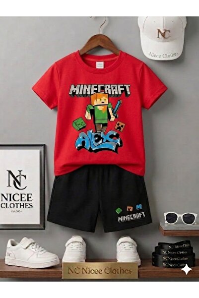 NC Nicee Clothes LETNJA DEČJA MAJICA I KRATKE PANTALONE UNISEKS (MINECRAFT IZ...