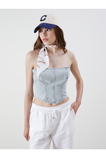 LC Waikiki Xside Strapless Collar Jean Crop