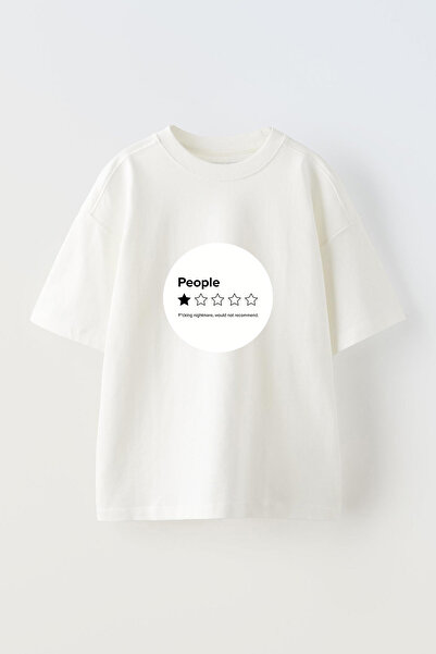 Anetos Tricou supradimensionat alb din bumbac, cu imprimeu frontal, cu design...