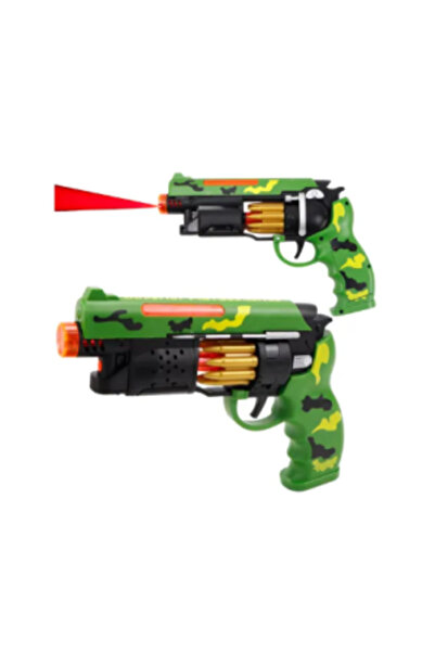 PlayFun Pistol Revolver de Jucărie cu Lumini, Sunete și Vibrații – Model Armată