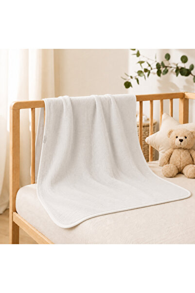 Babymar Double Layer Muslin Baby Blanket Ecru 100X120 cm Cotton Textured Baby...