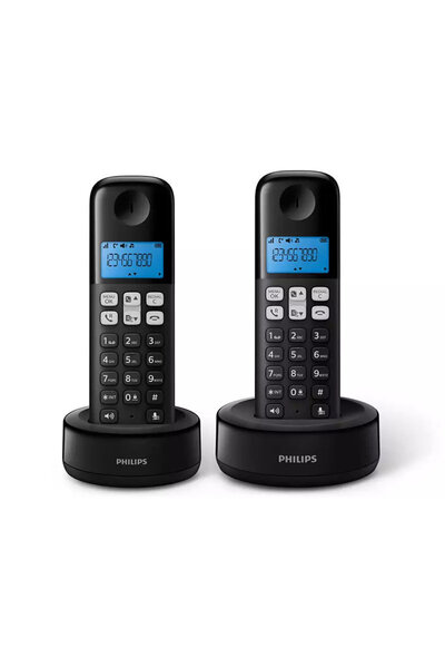 Philips D1612B/GRS Μαύρο (Ελληνικό Μενού) Διπλό ασύρματο τηλέφωνο ανοιχτή ακρ...
