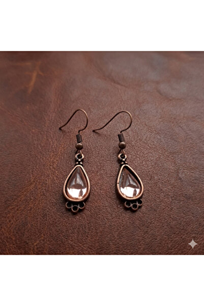 azra takı tasarım Handmade authentic bohemian dangle copper earrings for women.