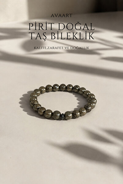 Pirit Taşı Doğal Taş Erkek Bileklik 8mm