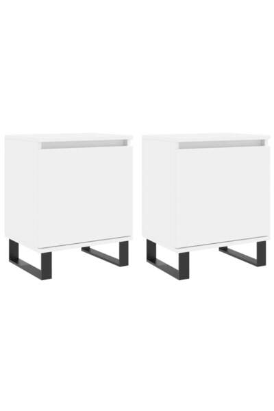 vidaxl Noptiere, 2 buc, alb, 40x30x50 cm, lemn compozit
