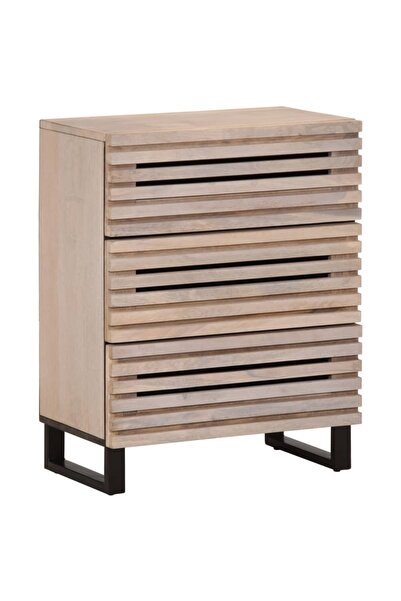 vidaxl Wardrobe, white, 60x34x75 cm, solid mango wood