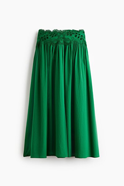 H&M Pamuklu ve Dantel Detaylı Etek