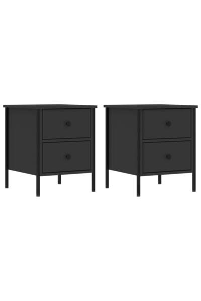 vidaxl Noptiere, 2 buc., negru, 40x42x50 cm, lemn compozit