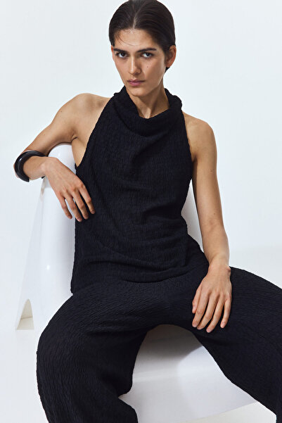 H&M Degaje Yakalı Krinkle Üst