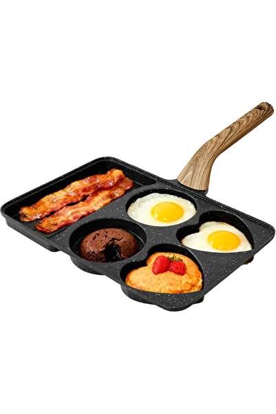 Arabest 5-in-1 Divided Breakfast Frying Pan,Nonstick Heart-Shaped Egg Pan,5 C...