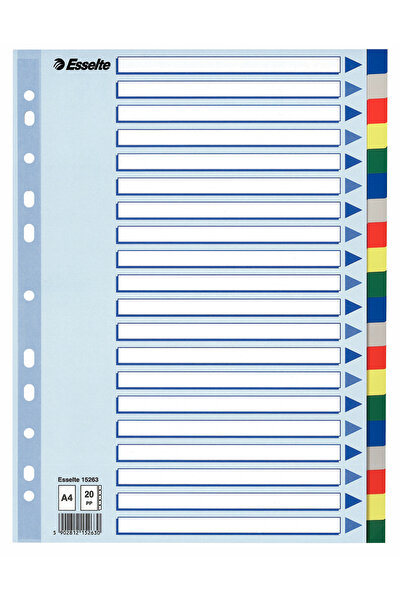 Esselte Divizoare index din plastic, 20 de culori