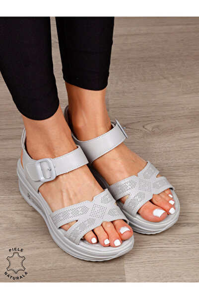 ANGEL BLUE Women's Sandals made of natural Leather with buckle closure CRL154...