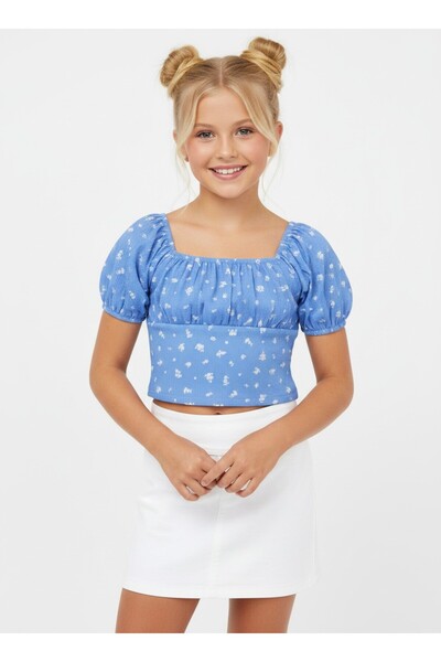 SeaBubbles Floral Girl's Crop Blouse