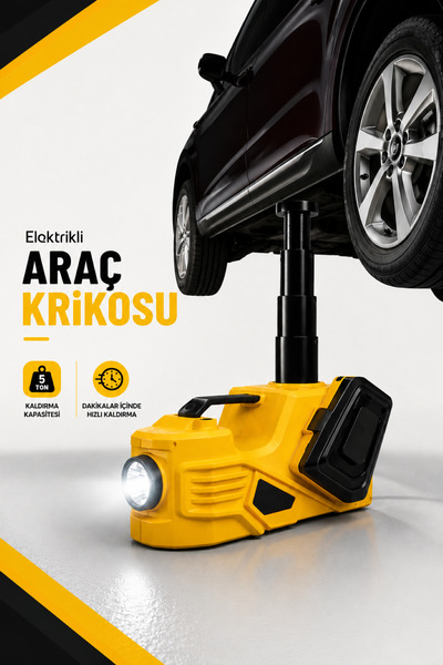 RAYLAX Araç Krikosu Elektrikli Seti 5 Ton Kaldırma Bijon Sökme Kompresör Fene...