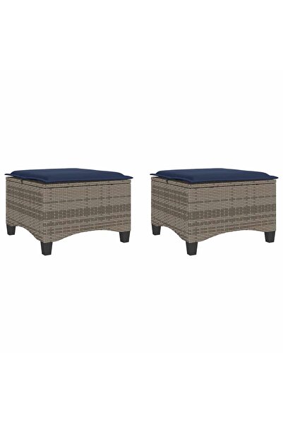 vidaxl Scaune de grădină cu perne 2 buc Gri 55x55x36 cm Poly Ratan