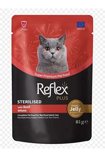 REFLEXX طعام رطب للقطط المعقمة بنكهة لحم البقر في الجيلي 85غ