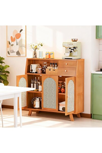 HI-FINE Kitchen Storage and Organization Cabinet, Sideboard Buffet Cabinet wi...
