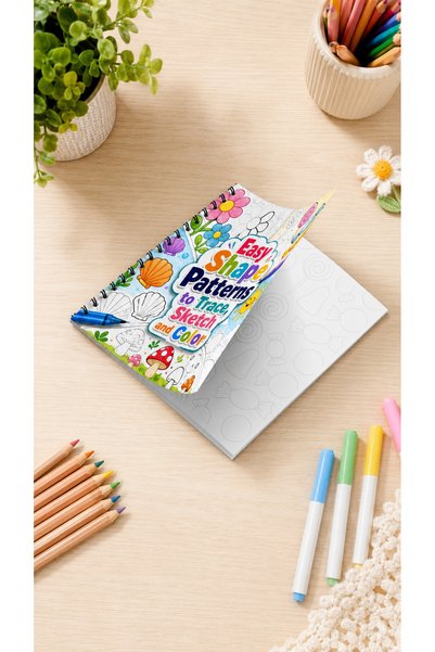 Pink Swan Craft كتاب تلوين ورسم الأنماط السهلة التشكيلية للأولاد مقاس 20x20 سم 30 صورة