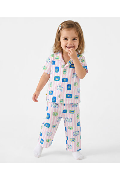 Bonfino 100% Cotton All Over Fish Printed Half Sleeves Front Open Pyjama Set ...