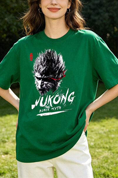 Fleck Womens T Shirts Monkey King Black Myth Graphic Oversized Casual Style