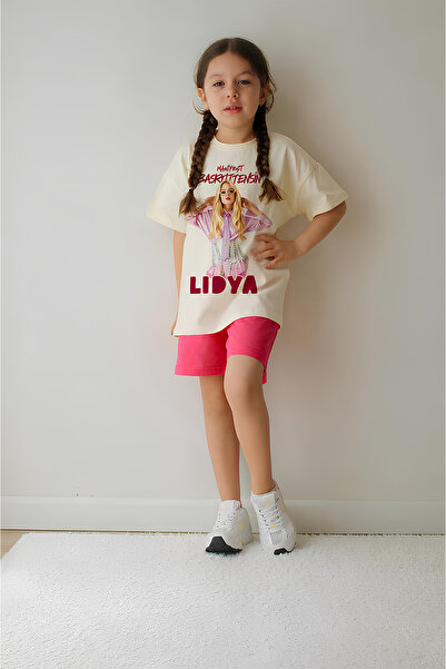 Belya Kids Wear Devojčički oversize pamučni set od majice i kratkih hlača Man...