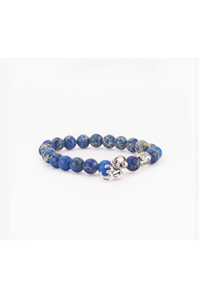 OEM Mala Bracelet with Blue Jasper, OM Pendant & Buddha Bead