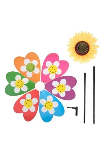 OEM Moară de vânt colorată cu floare zâmbitoare, diametru 35 cm