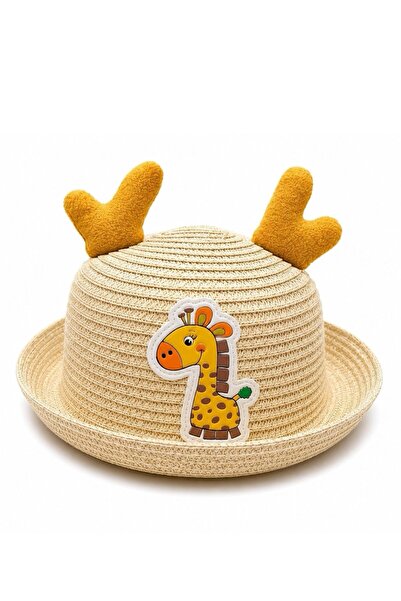 NN Cream Summer Hat for Kids with Yellow Giraffe, UV Protection and Adorable ...