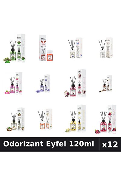 Eyfel Set 12 Odorizante Camera cu Betisoare - 12 Arome Asortate, 120ml