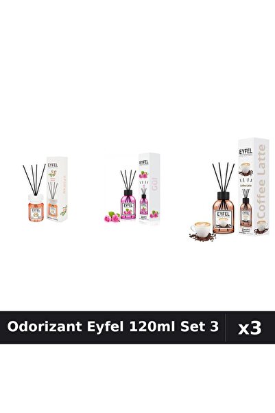 Eyfel Set 3 Odorizante Camera cu Betisoare - Acacia, Trandafir, Cafea 120ml