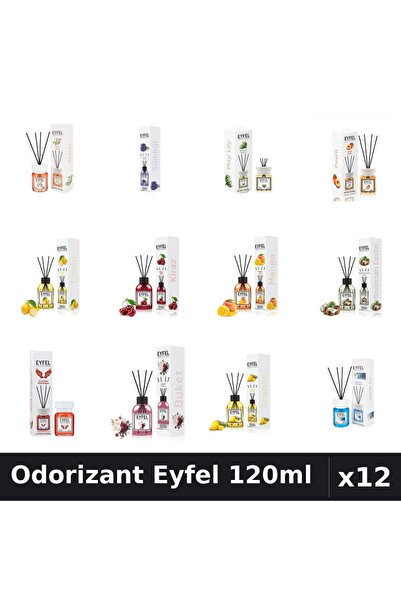 Eyfel Set 12 Odorizante Camera cu Betisoare - 12 Arome Asortate, 120ml Parfum